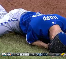 Blue Jays J.A. Happ Hit In Head With Line Drive – Video