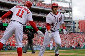Image for Bryce Harper Homers Twice To Back Stephen Strasburg in Win