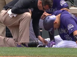 Image for Carlos Gonzalez Leaves Game After Being Hit By Foul Ball